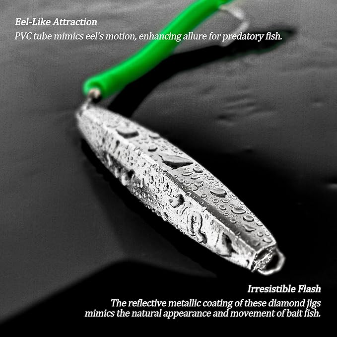 Diamond Jigs Saltwater Fishing Lures, 1-16oz Flat Metal Jigging Spoon Baits for Surf Fishing Bottom Bouncing Sinking Casting, Vertical Ocean Lures for Bluefish Striper Tuna Salmon Freshwater