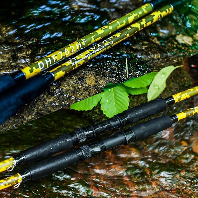 Sougayilang Spinning & Casting Fishing Rods, 2-Piece Strong Carbon&Glass Composite Trolling Rod Offshore Surf Pole for Bass, Trout, Panfish, Catfish