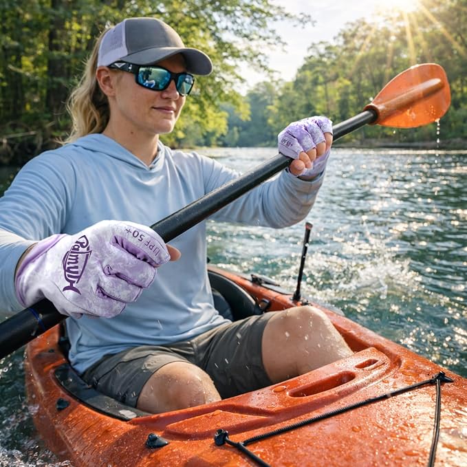 Palmyth UPF 50+ Fingerless Sun Fishing Gloves –UV Protection Lightweight Water Sports Gloves for Kayaking, Paddling & Canoeing
