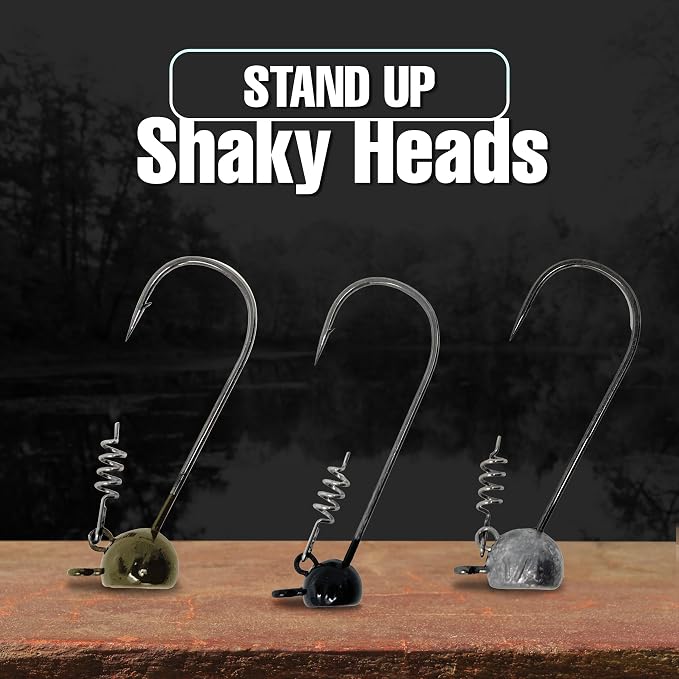 Reaction Tackle Stand-Up Shaky Head Jigs- for Bass Fishing with Size Stamped on Jig Heads (10-Pack)