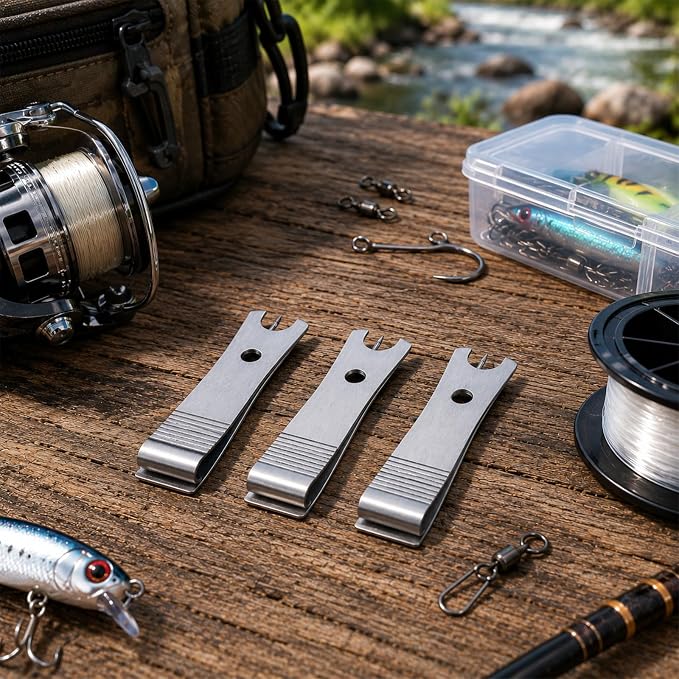 Thinp 3 Pcs Fishing Line Cutter Nipper with Hook Eye Cleaner Pin, Fly Fishing Line Clippers Stainless Steel Fishings Lines Scissors Cutting Tool Multi-Purpose Cutting Nipper Accessories for Braid Mono