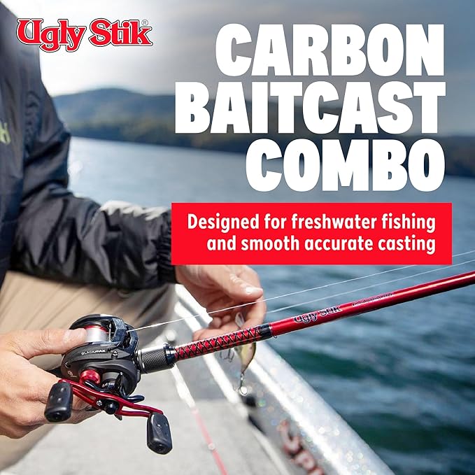 Ugly Stik Carbon Low Profile Baitcast Reel and Fishing Rod Combo