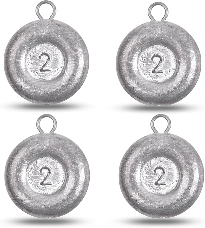 Disc Sinkers Fishing Weights, Coin Fishing Sinkers Weights Saltwater Surf Fishing Weights Bottom Drifting Trolling Catfishing Fishing Sinkers Saltwater Gear Tackle 1oz 2oz 3oz 4oz 5oz 6oz 8oz