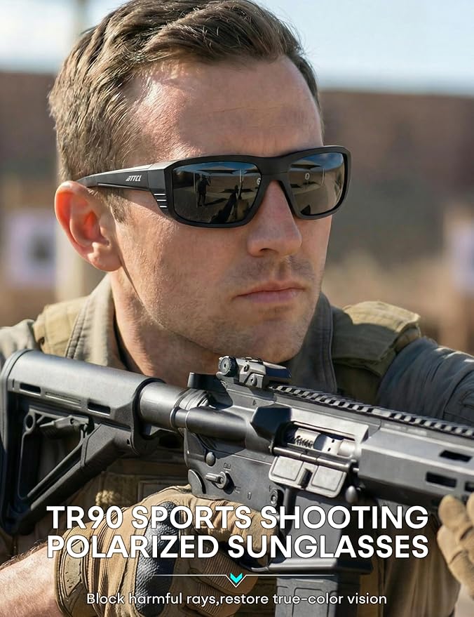 ATTCL Sports Polarized Sunglasses for Men: Ultra-Light Wrap Around TR90 Frame UV400 Protection for Fishing Driving Shooting
