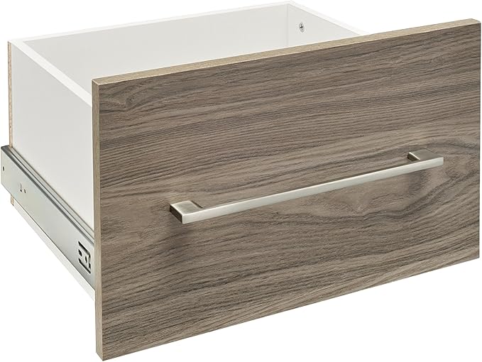 ClosetMaid SuiteSymphony Wood Closet Drawer, Add On Accessory, Modern Style, for Storage, Closet, Clothes, 16” x 10” Size for 16 in. Units, Natural Gray/Satin Nickel