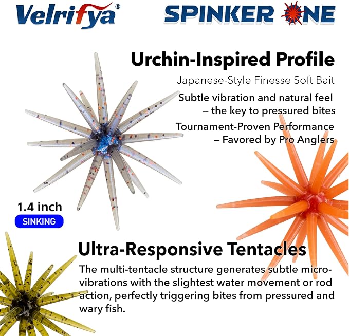 Tentacle Creature Lure, Japanese Style Soft Plastic Baits for Bass Fishing - for Drop Shot, Wacky Rig/Neko Rig and Finesse, Slow Sinking, Soft Bait by Velrifya