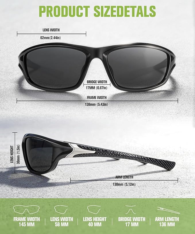 Polarized Sunglasses Men Sports Sunglasses for Men UV400 Sunglasses for Driving Golf Cycling Fishing Running