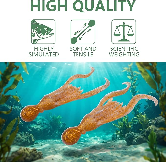Soft Fishing Lures for Bass Fishing:Pre-Gigged Swim Baits for Saltwater or Freshwater.Soft Plastic Fishing Accessories.