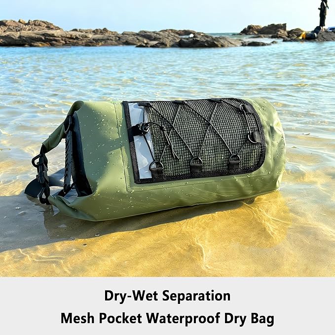 SHENDU 20L Waterproof Dry Bag - Roll-Top Backpack w/Waterproof Phone Case for Kayaking, Hiking, Camping, Boating, Beach Unisex（green）