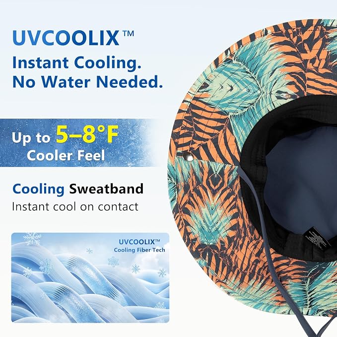 TOP-EX UVCoolix™ Cooling Sun Hat for Men Women UPF 50 Wide Brim Bucket Hat for Hiking, Fishing & Big Head - Cools Up 2 Hours