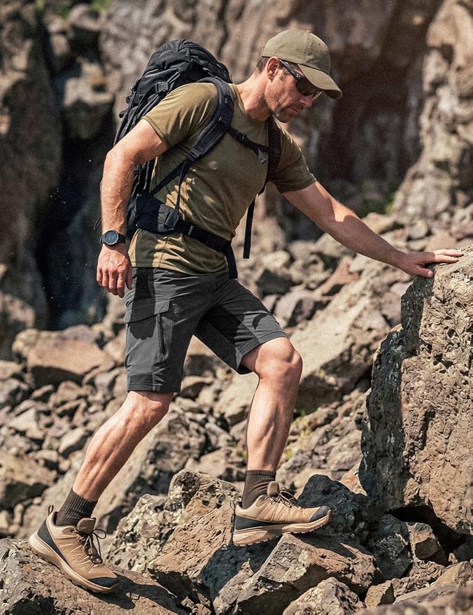XKTTAC Men's Outdoor Quick Dry Lightweight Stretchy Shorts for Hiking, Tactical, Camping, Travel with 6 Pockets