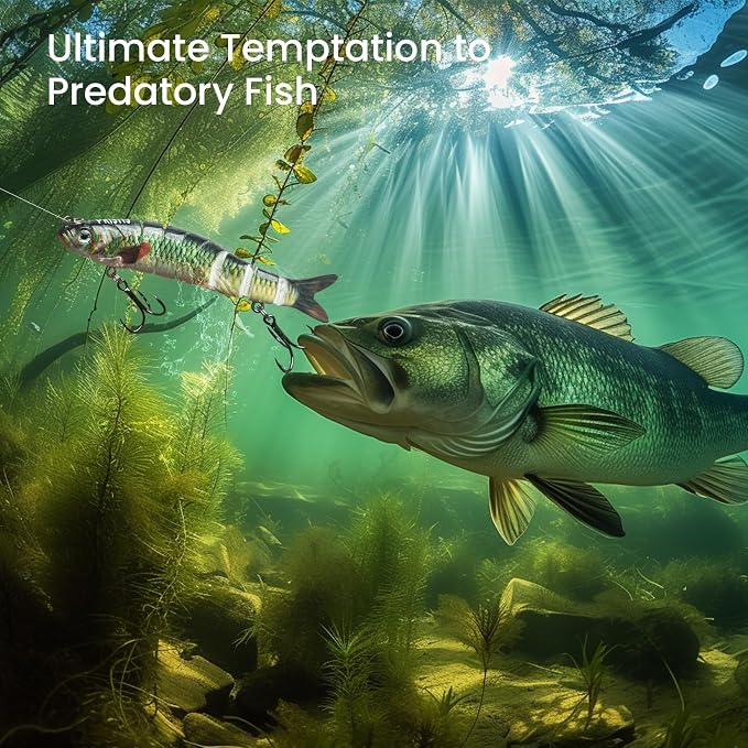 Pristis Lifelike Fishing Plugs for Bass Muskie Walleye, Slow Sinking Swimbaits for Saltwater Freshwater, Shallow Deep Diving Crank Hard Baits Lure Set with Reinforced Treble Hooks for Pike Crappie