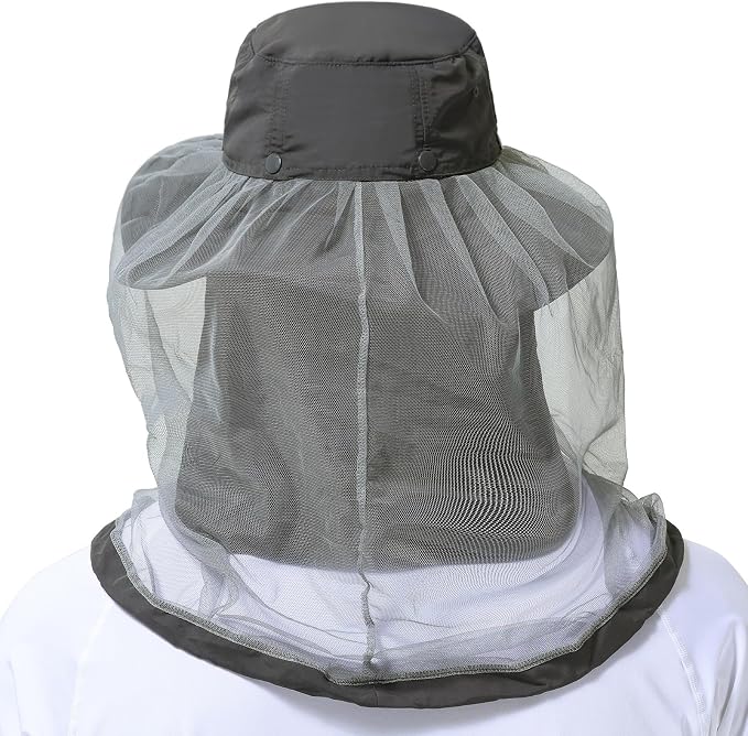 BASSDASH UPF 50+ Mosquito Sun Hat with Hidden Head Net and Neck Flap for Men Women Outdoor Fishing Hiking Camping