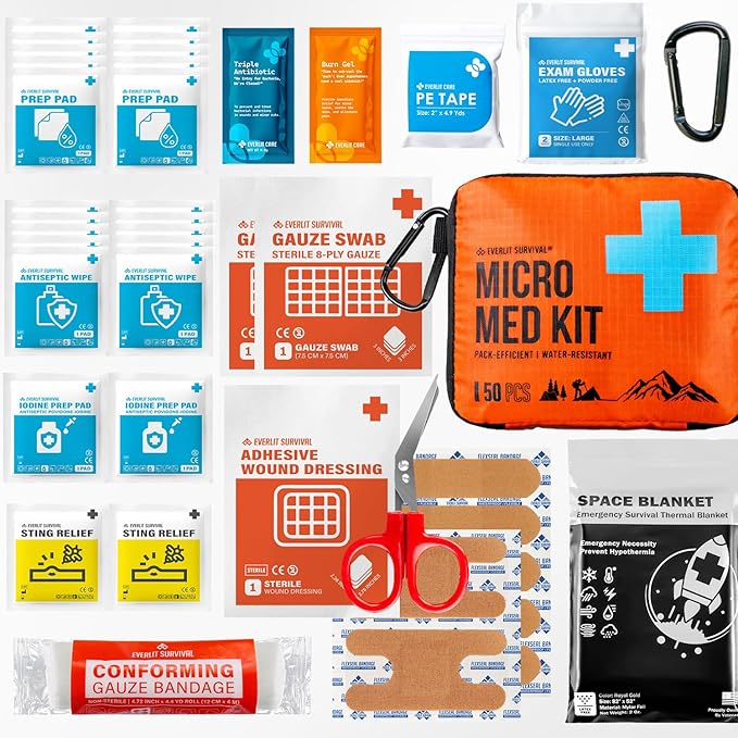 EVERLIT Ultralight Mini First Aid Kit, EDC Medical Kit, Water-Resistant EDC Mini Kit for Hiking, Backpacking, Camping, Cycling (Yellow)