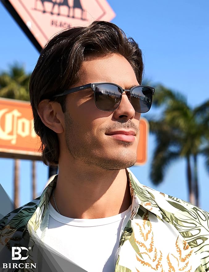 BIRCEN Mens Polarized Sunglasses for Driving: Al-Mg Metal UV Protection Sun Glasses Square Shades for Fishing Travel 2026