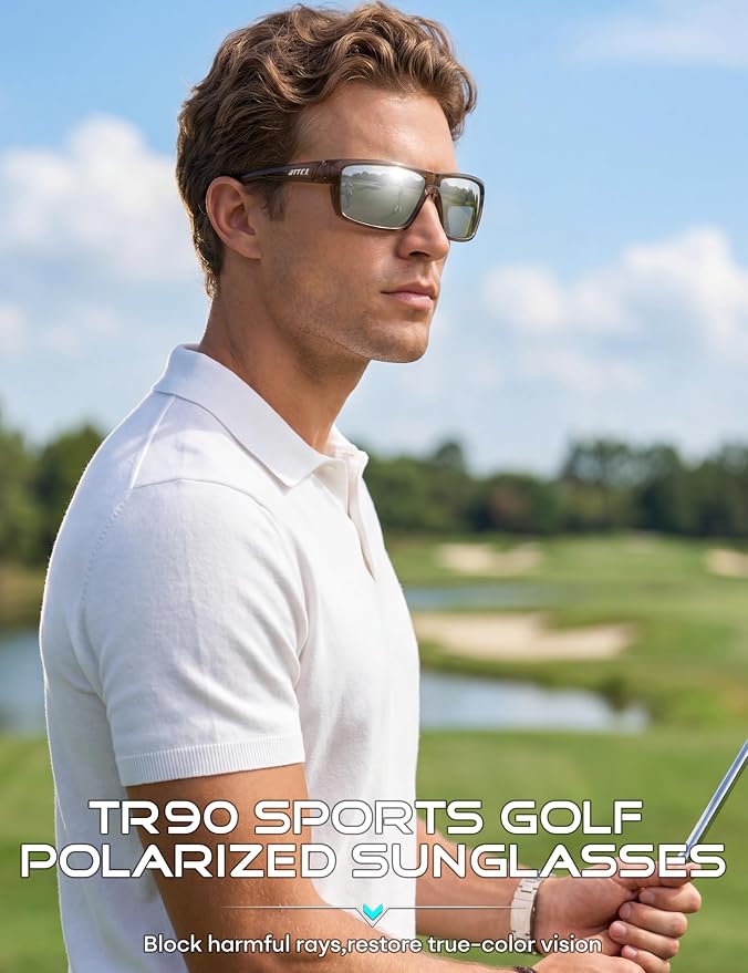 ATTCL Polarized Sunglasses Men for Fishing: UV Protection Lightweight TR90 Sports Wrap Sun Glasses Driving Golf Running