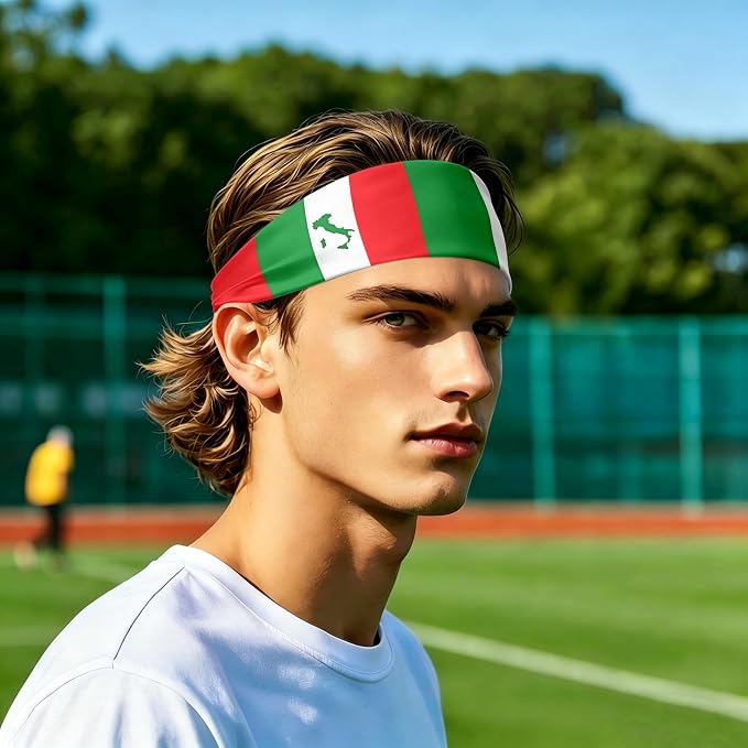 Flag Headbands for Men Women, Moisture Wicking Sweatband Breathable Sports Headwrap, Non-Slip Stretchy Fitness Hair Band