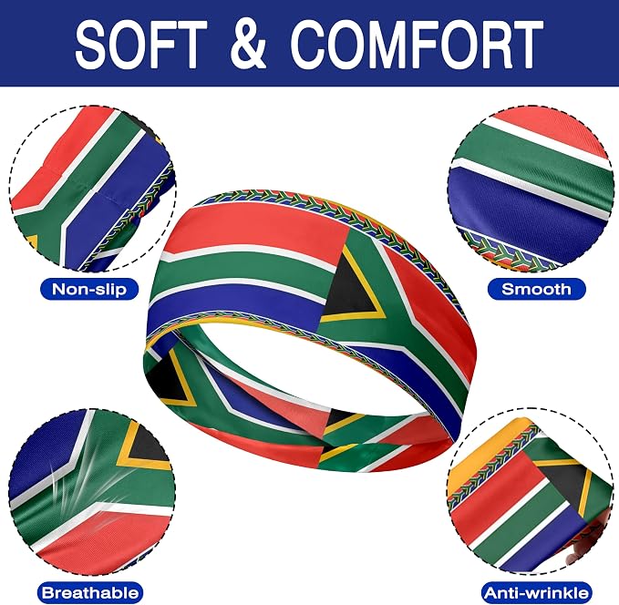 Flag Headbands for Men Women, Moisture Wicking Sweatband Breathable Sports Headwrap, Non-Slip Stretchy Fitness Hair Band