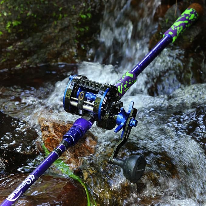 Sougayilang Inshore Saltwater Fishing Rods Combo, 7-Foot Spinning Rods and Casting Rods with Spinning/Trolling Reel