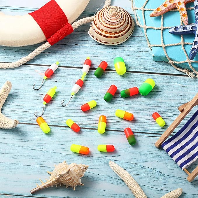 Skylety 100 Pieces Pompano Rig Floats for Surf Fishing Pill Snell Fishing Floats Making Kit for Trout Catfish Walleye