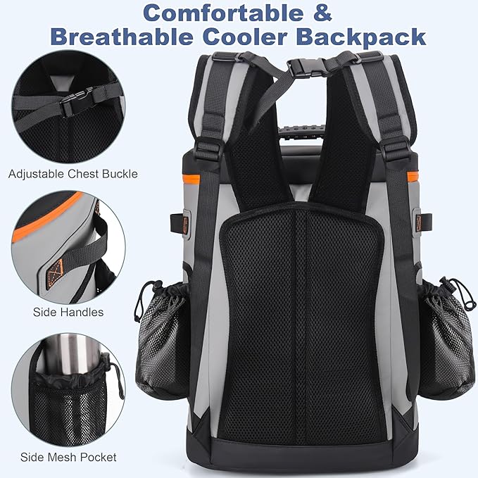 35 Can Insulated Cooler Backpack, Waterproof Leak Proof Cooler Bag for Beach Hiking Camping Travel Outdoor