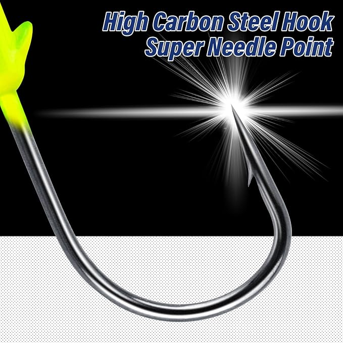 Alwonder 10-Pack Round Fishing Jig Heads, Bass Ball Jigs Hooks 3D Eyes High Carbon Steel 1/8-1/2OZ Pompano Jig Head Saltwater Freshwater Jigs Heads for Fishing Pompano Bass Trout Walleye Striper