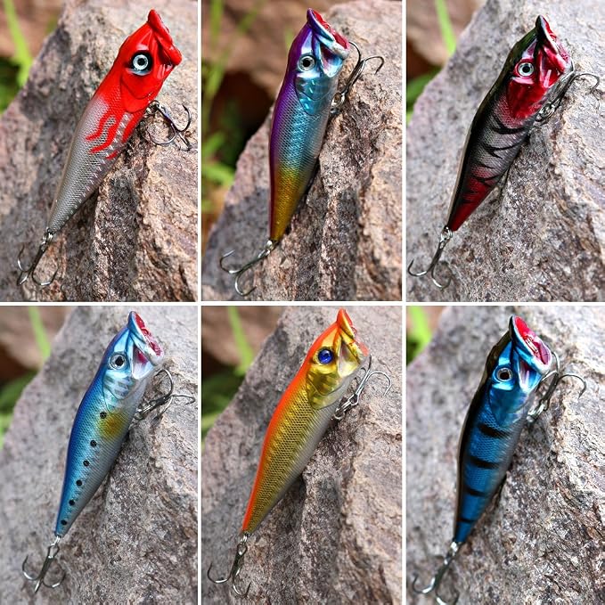 Sougayilang Fishing Lures Large Hard Bait Minnow VIB Lure with Treble Hook Life-Like Swimbait Fishing Bait Popper Crankbait Vibe Sinking Lure for Bass Trout Walleye Redfish