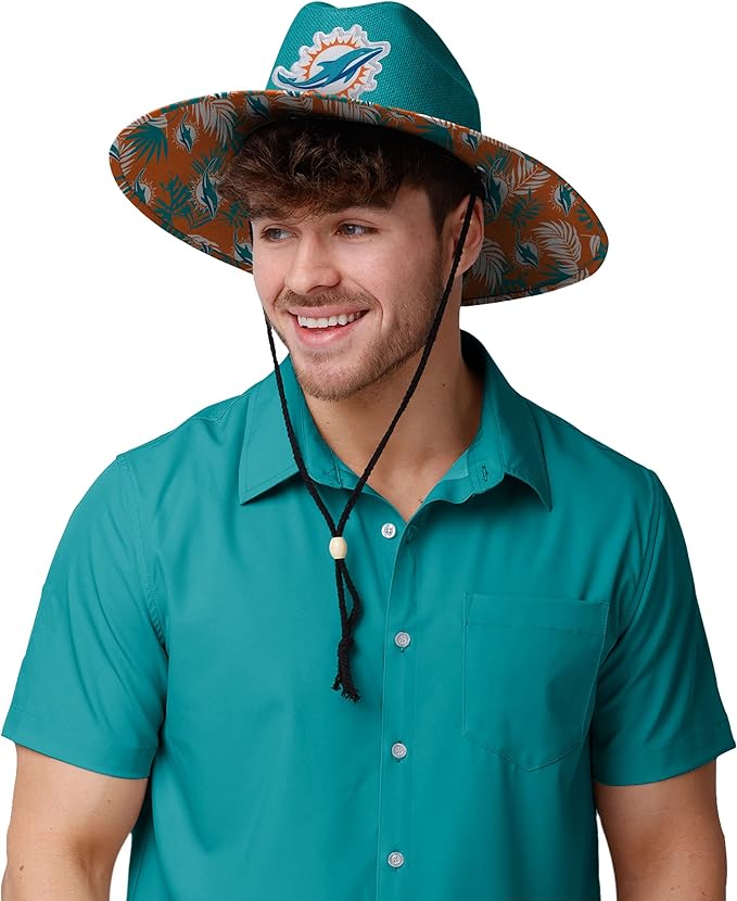 FOCO Men's NCAA College Team Logo Floral Straw Sun Hat