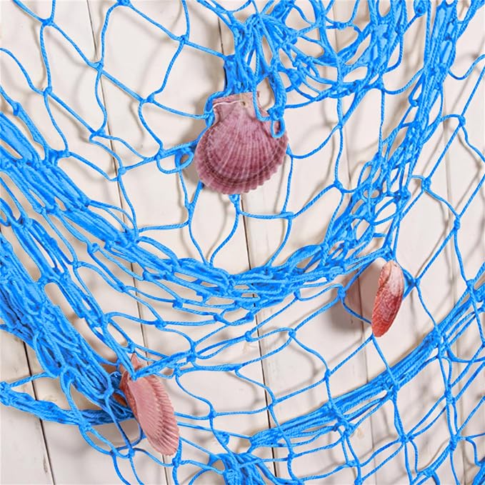 79 x 59 inch Nature Fish Net Wall Decoration with Shells, Ocean Themed Wall Hangings Fishing Net for Beach Party,Wedding,Photographing Decoration