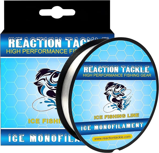 Reaction Tackle Ice Monofilament Fishing Line - High Performance Ice Fishing Line with Low Memory, High Abrasion Resistance, Freezing-Resistant - Strong and Sensitive 1000 Yard Spool Mono Line