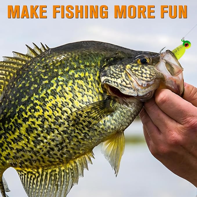 Dovesun Crappie Lures Kit Fishing Soft Plastic Lures Crappie Walleye Trout Bass Fishing Baits Fishing Grub Worms Minnow Paddle-Tail Split-Tail Grub Swimbaits 50-100Pcs with Tackle Box