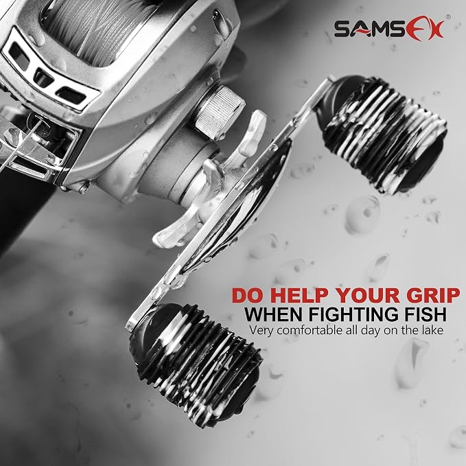 SAMSFX Rubber Fishing Reel Handle Grip Sleeve Non-Slip Baitcaster Knob Covers for Casting or Spinning Reel