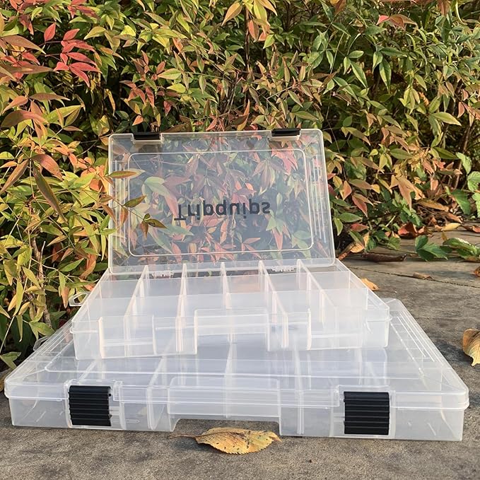 Tripquips 3600 Tackle Trays, Plastic Storage Organizer Box with Removable Dividers - Tackle Boxes - Fishing Tackle Storage - 3700 Tackle Trays - 2 Packs/4 Packs Box Organizer