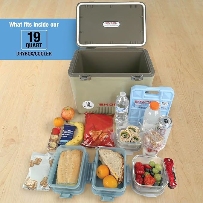 Engel 19qt Leak-Proof, Air Tight, Drybox Cooler and Small Hard Shell Lunchbox for Men and Women
