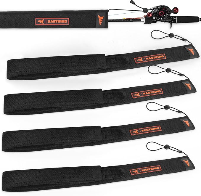 KastKing MeshGuard Rod Socks, Fishing Rod Sleeve, Neoprene Fishing Pole Sleeve, Fishing Rod Covers, Built-in Hanging Loop & Adjustable Lanyard, Fits Casting, Spinning, & Fly Rods