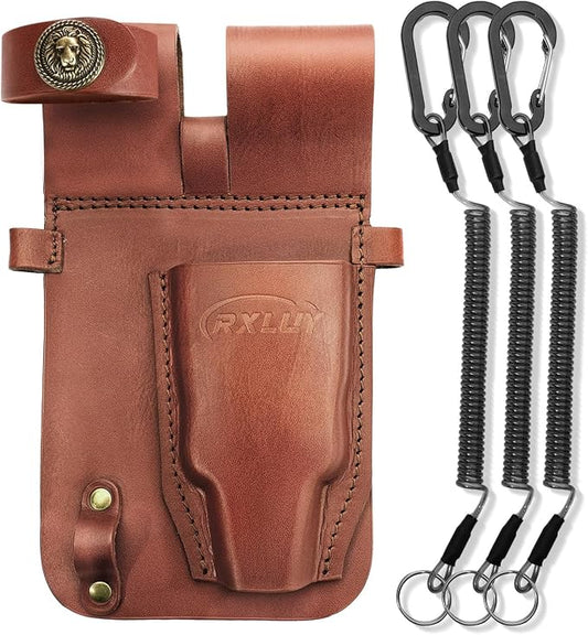 Fishing Pliers Holster with Retractable Lanyard, Universal Fit for Most Sea Fishing & Wild River Lure Tongs Leather Accessories