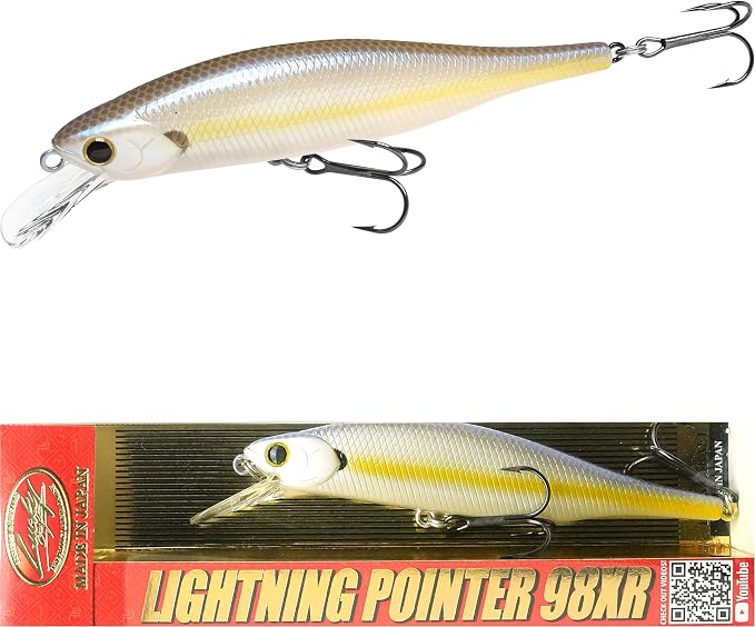 LUCKY CRAFT Lightning Pointer 98XR, Freshwater Bass Fishing Lures and Walleye Fishing Lures, 4" Slow Sinking Jerkbait, 6-7ft Depth, Largemouth Smallmouth, Tournament Fishing Gear