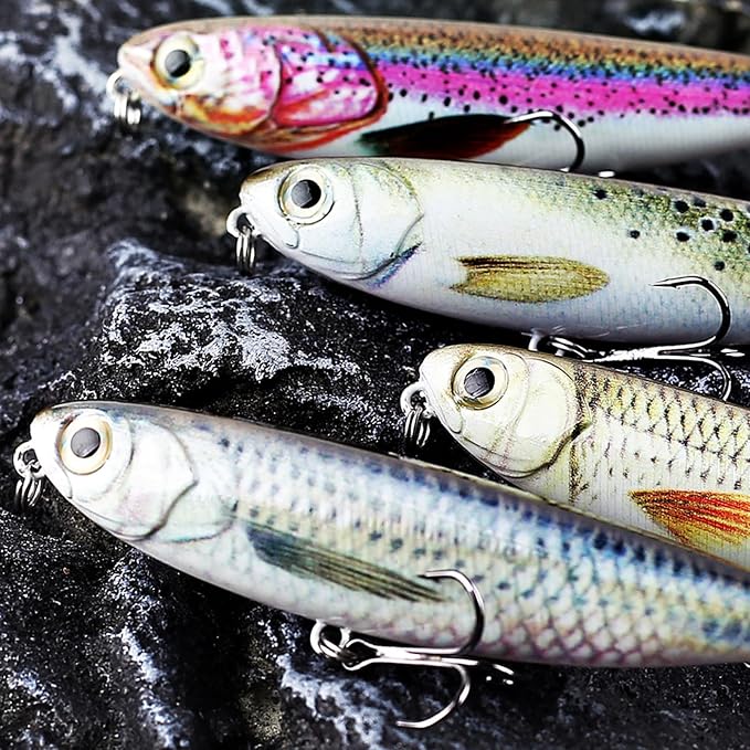 Glide Bait, Slow Sinking Swimbait, Topwater Hard Lures for Bass Catfish,Pike Perch, Freshwater or Saltwater