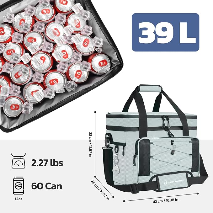 Maelstrom Portable Collapsible Soft Cooler Bag – 24/30/60 Cans Double-Deck Leakproof Ice Chest for Beach, Camping & Grocery