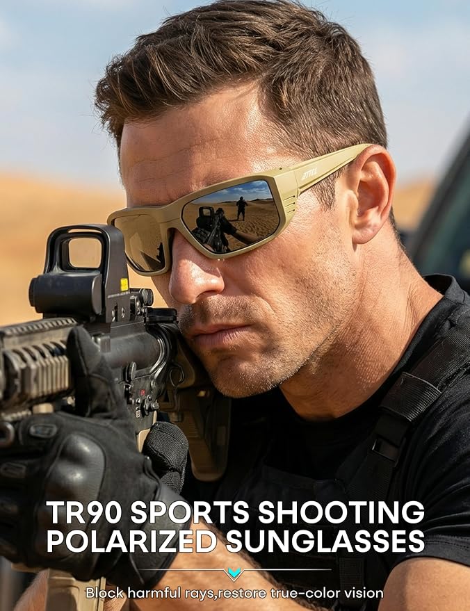 ATTCL Sports Polarized Sunglasses for Men: Ultra-Light Wrap Around TR90 Frame UV400 Protection for Fishing Driving Shooting