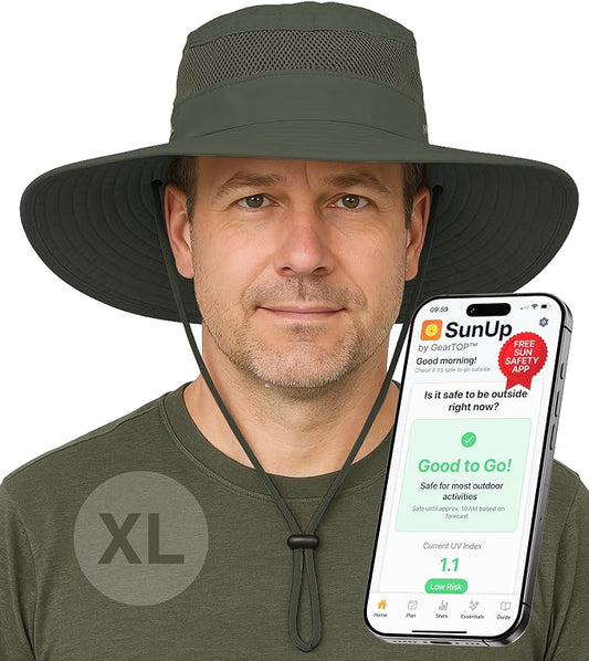 GearTOP Safari Hat for Men Sun Hats for Women UV Protection UPF 50+ Fishing, Gardening, Hiking Hat (22-23 1/2")