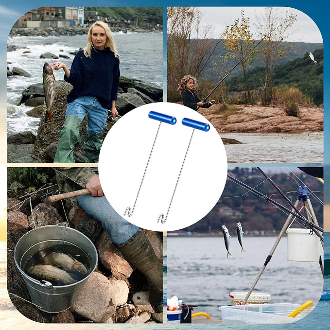 Sotiff 2 Pcs 12 in Stainless Steel Fish Hook Remover Tools Summer Fishing Hook Quick Removal Device Saltwater Dehooker Aluminum and Fish Dehooker for Fisherman