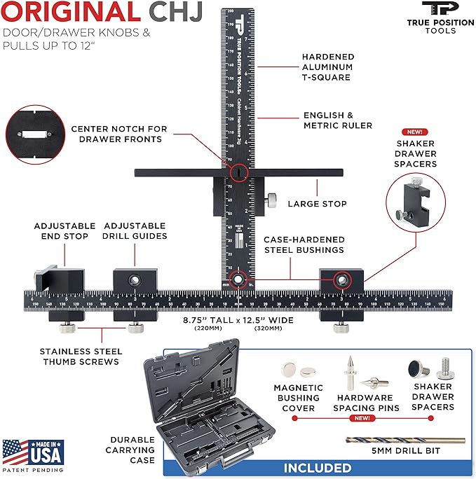 The Original Cabinet Hardware Jig - Made in USA - Most Accurate Tool for Knobs and Pulls - Hand Calibrated by True Position Tools