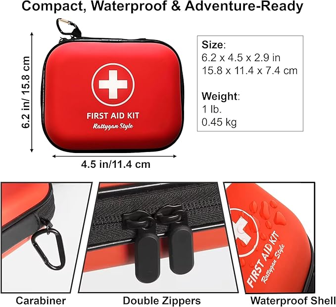 All-in-One Compact First Aid Kit with Waterproof Hard Shell Case – 100 Medical Supplies for Home, Car, Travel, and Outdoor Emergencies