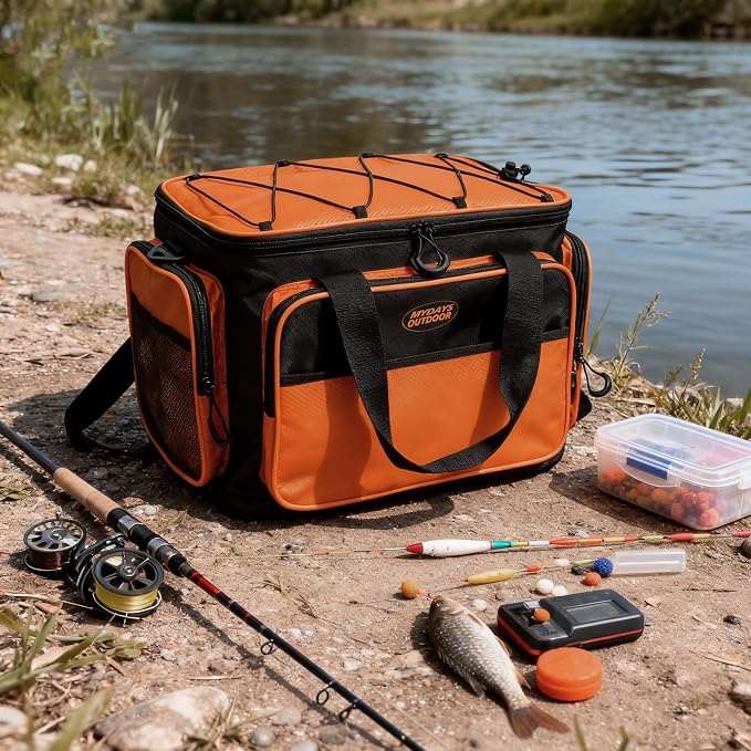 Fishing Tackle Bags,Fishing Bags for Saltwater or Freshwater Fishing,Tackle Box Bag with Padded Shoulder Strap(Not Included Tackle Box Trays)