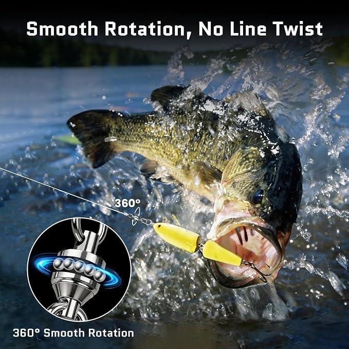 FishTrip Fishing Ball Bearing Swivel with Oval Split Rings, 25/50 Pack High Strength Stainless Steel Fishing Swivels & Snaps Quick Change Snap Swivels Fishing Tackle Split Rings Saltwater Freshwater