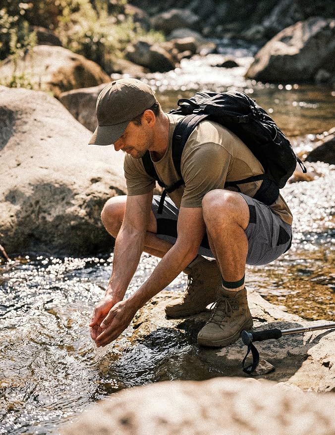 XKTTAC Men's Outdoor Quick Dry Lightweight Stretchy Shorts for Hiking, Tactical, Camping, Travel with 6 Pockets