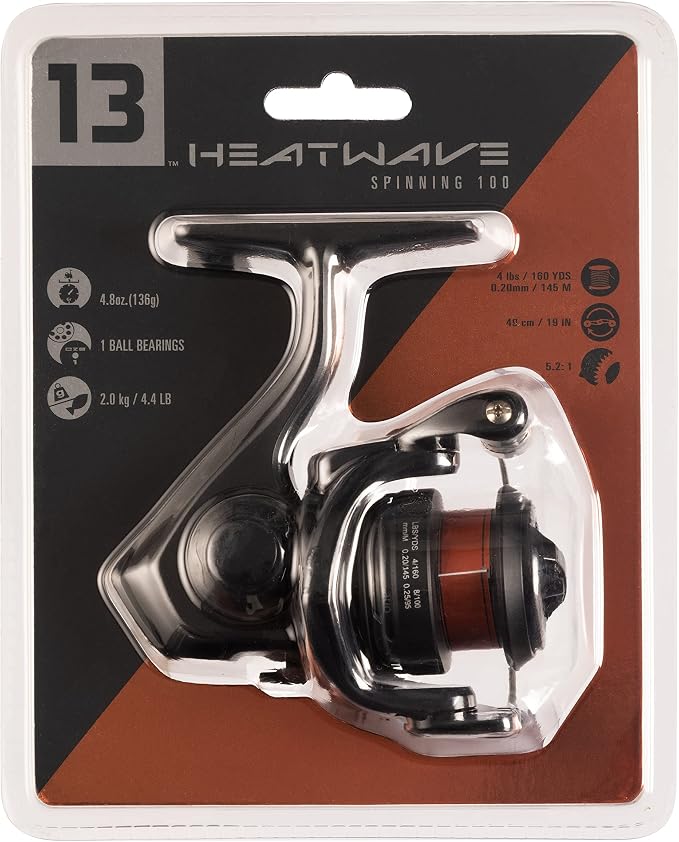 13 Fishing - Heatwave - Ice Fishing Spinning Reel - HW4-CP, Black