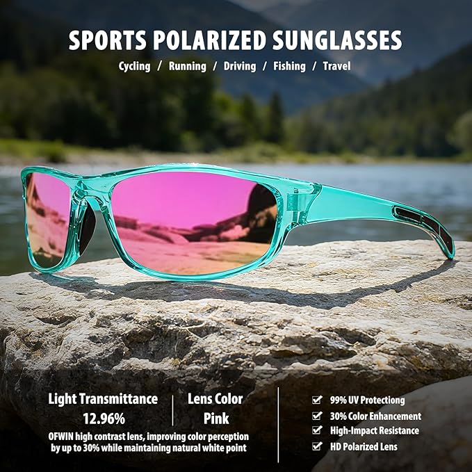 Sports Polarized Sunglasses for Men Women Wrap Around Sun Glasses Fishing Cycling Driving Running UV Protection