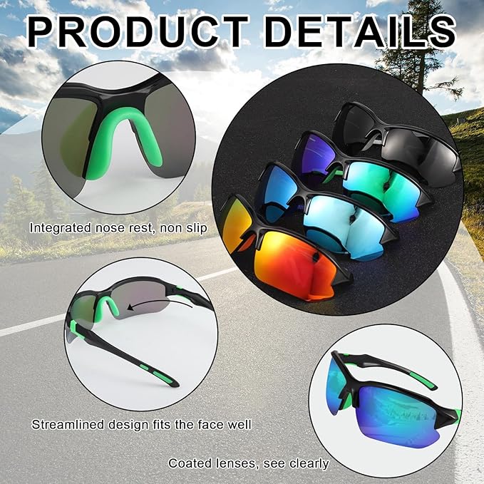 4/5Pack Polarized Sports Sunglasses for Men Women Baseball Cycling Running Fishing UV Protection Sun Glasses